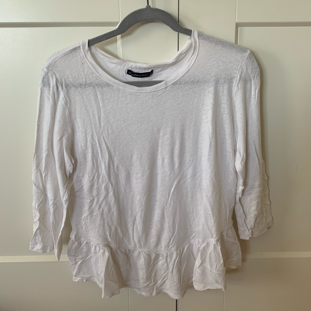 Abercrombie and Fitch mid sleeve white flowy shirt